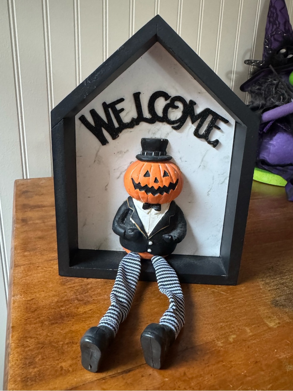 Ashland Halloween Pumpkin Shelf Sitter with Welcome Sign